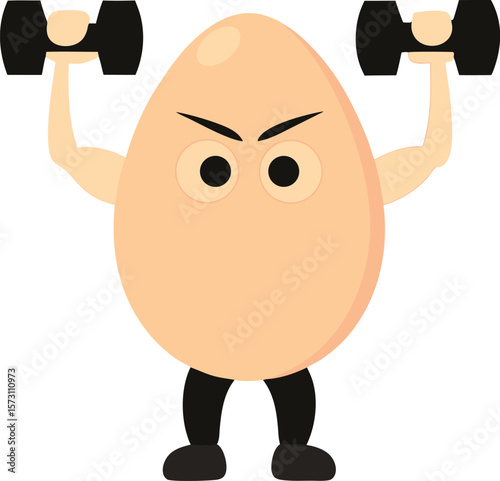 Strong Egg Character Lifting Dumbbells Exercise Fitness