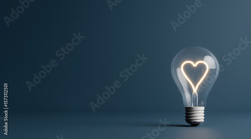  Minimalist Love Concept with Illuminated Heart Bulb