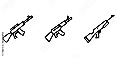 rifle outline or line icon design bundle.