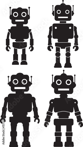 Humanoid robot silhouette design in a futuristic stance