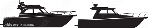 Sleek motorboat cruising on water simple silhouette design