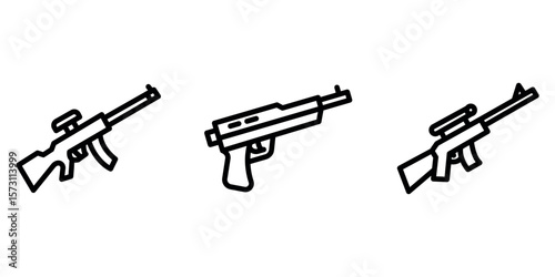 sniper outline or line icon design bundle.