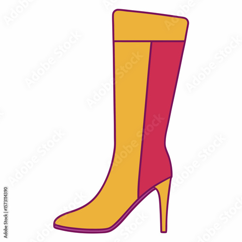 Stylish two tone knee high boot with high heel