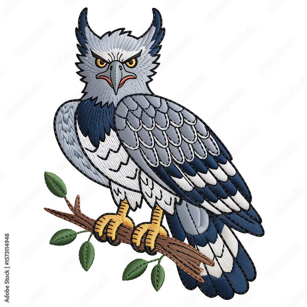 Fototapeta premium Fierce eagle perched on branch bird raptor