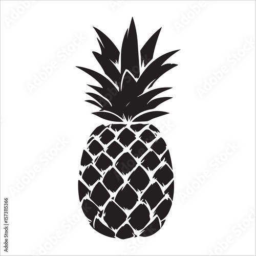 Pineapple silhouette icon isolated, pineapple silhouette line art vector illustration with a white background Vector illustration