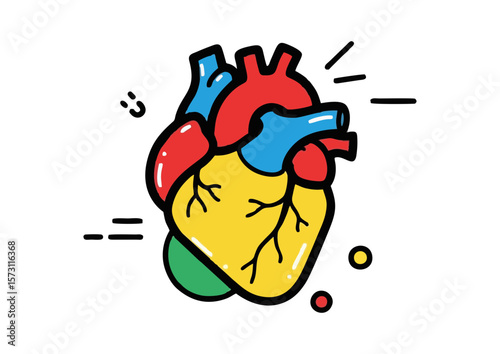 Colorful cartoon heart illustration with a playful design 