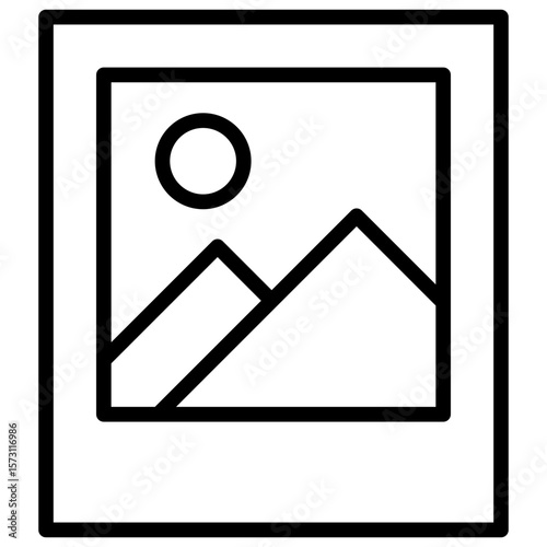 Mountain scenery frame icon that displays the exoticism of nature and stores beautiful memories after a vacation.
