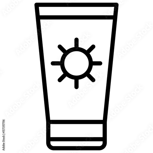 The icon of a tube of cream or lotion with a sun symbol on the front represents a sunscreen product that protects against sunlight or UV rays.