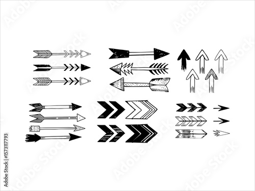 Hand drawn style arrow set vector
