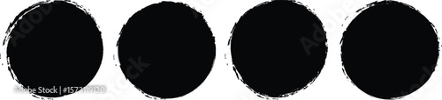 Set of round grunge circles shapes on a white background. Grunge round shapes. Grunge banner and paint brush stamps.
