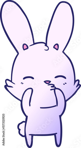 curious bunny cartoon in bright neon color