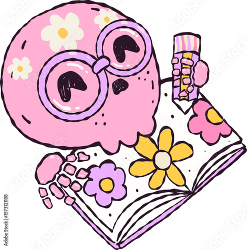 Cute little ghost with Bookish halloween vibe