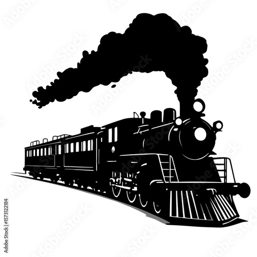 Vintage steam locomotive at a railway station in the morning