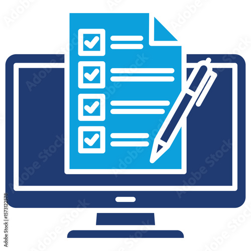 Online Assessment Flat Blue Icon