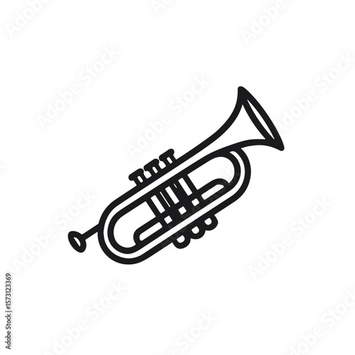 Minimalistic black-and-white trumpet illustration in clean vector style 