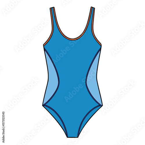 Simple swimsuit outline, ideal for beachwear, summer fashion, or swimming designs on a white background.
