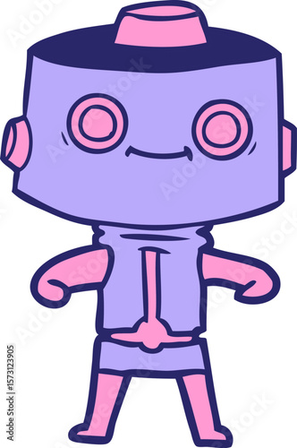 cartoon robot in bright neon color