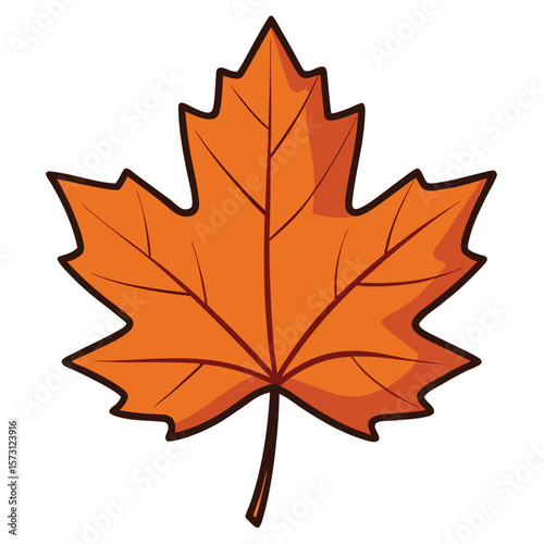 Simple autumn leaf outline, ideal for fall season, nature, or seasonal change designs on a clean white background.