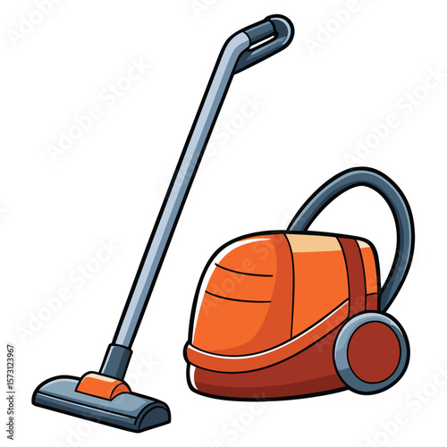 Simple vacuum cleaner outline, perfect for cleaning, household chores, or domestic appliance designs on a white background.