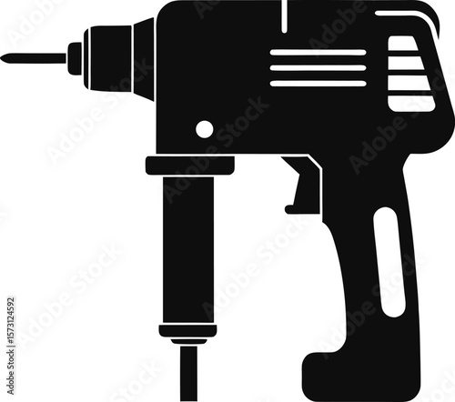 hammer drill portable black silhouette vector on