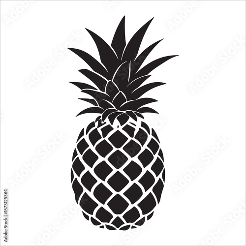 Pineapple silhouette icon isolated, pineapple silhouette line art vector illustration with a white background Vector illustration