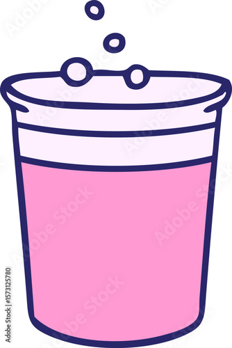 hand drawn quirky cartoon glass of beer in bright neon color