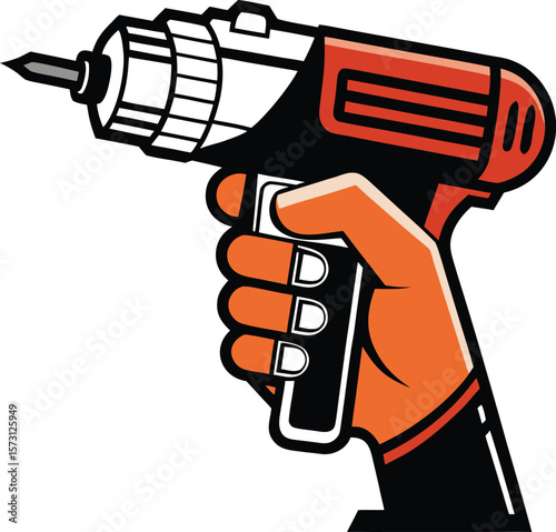 hand holding a screw gun angled downward black silhouette