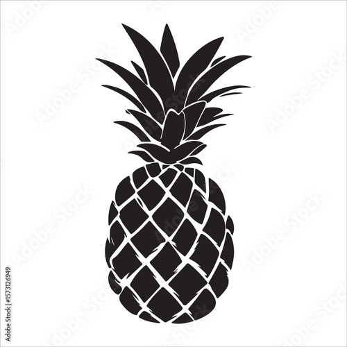 Pineapple silhouette icon isolated, pineapple silhouette line art vector illustration with a white background Vector illustration