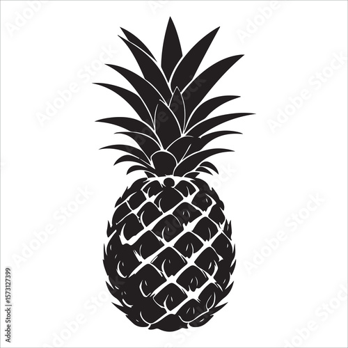Pineapple silhouette icon isolated, pineapple silhouette line art vector illustration with a white background Vector illustration