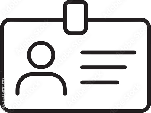id card icon. identification symbol with photo id. line art vector illustration 
