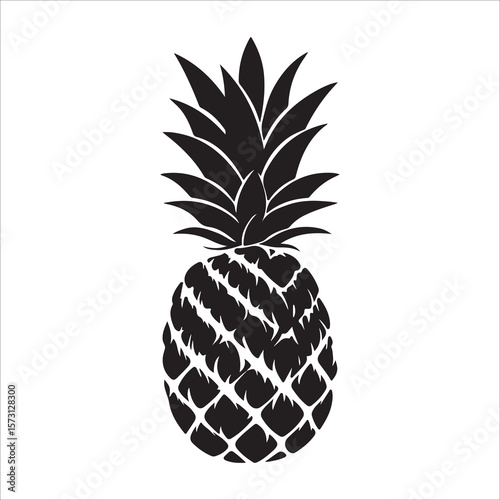 Pineapple silhouette icon isolated, pineapple silhouette line art vector illustration with a white background Vector illustration