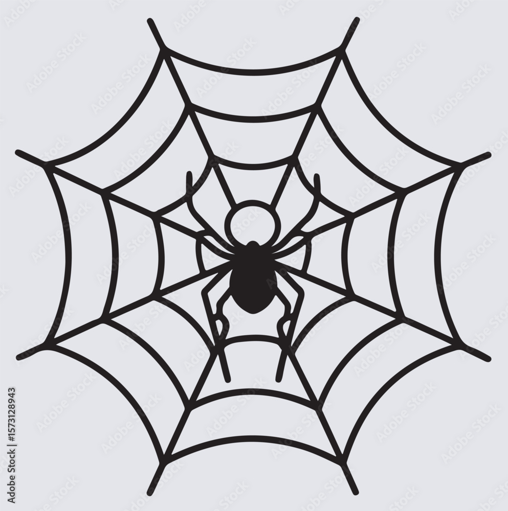 Obraz premium spider hanging from web silhouette vector art illustration, spider web vector