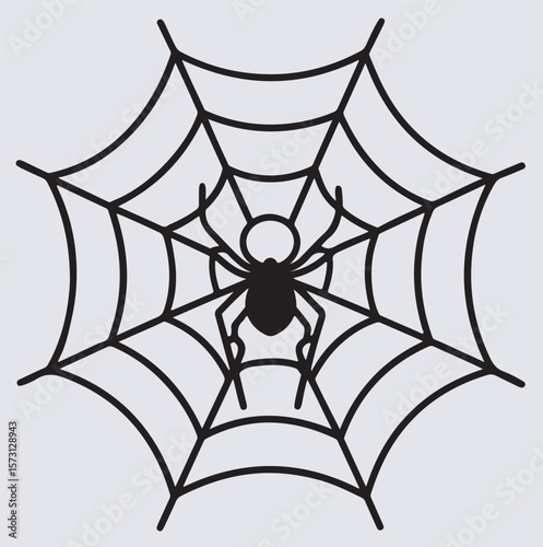 spider hanging from web silhouette vector art illustration, spider web vector