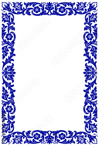 Elegant Floral Border with Intricate Leaf and Bloom Details, cover frame design, glass frame design, tiles floral decoration.