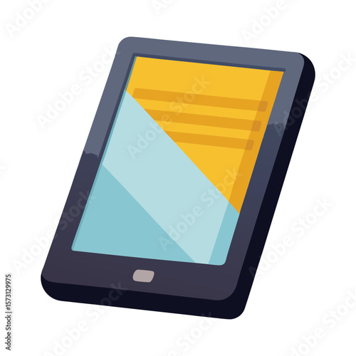 Modern digital tablet displaying a colorful screen with abstract design elements