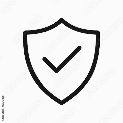 Shield with checkmark icon symbolizing approval, validation, security, and protection. Ideal for cybersecurity, authentication, and safety designs. Black silhouette style on transparent background, 