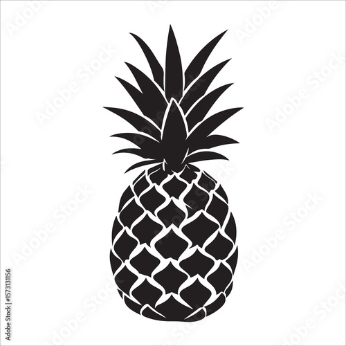 Pineapple silhouette icon isolated, pineapple silhouette line art vector illustration with a white background Vector illustration