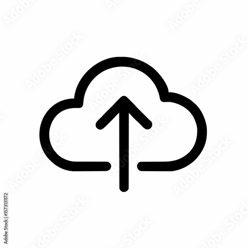 Cloud upload icon, modern digital symbol for cloud computing, data storage, and online backup. Perfect for tech websites, apps, and software interfaces. Minimalist design with a clean, 