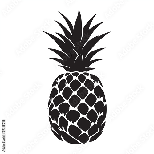 Pineapple silhouette icon isolated, pineapple silhouette line art vector illustration with a white background Vector illustration