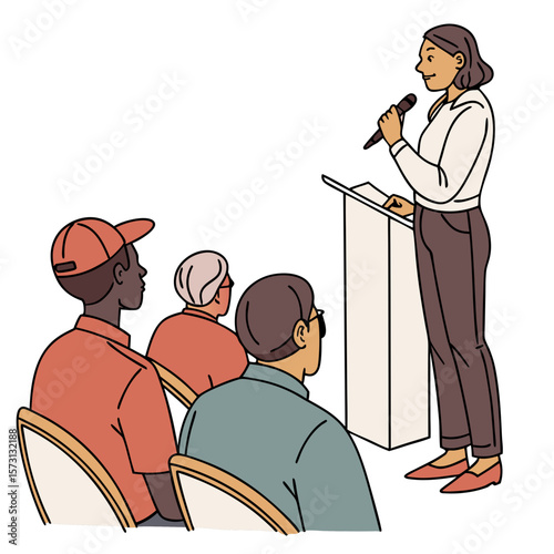 Woman Giving a Presentation to a Diverse Audience