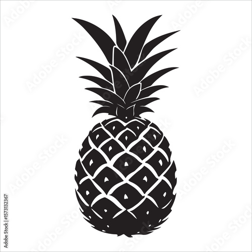 Pineapple silhouette icon isolated, pineapple silhouette line art vector illustration with a white background Vector illustration