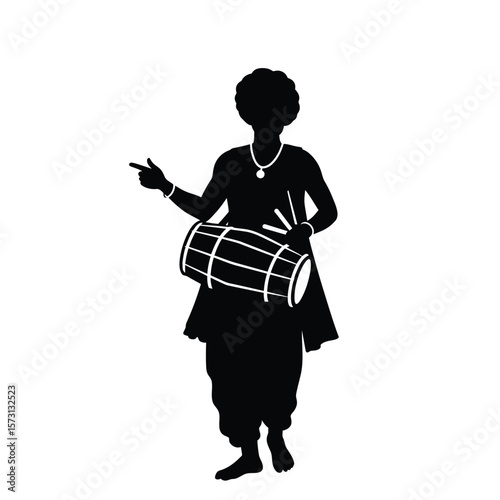 Dholak Player Silhouette, Indian Musician, Traditional Drum