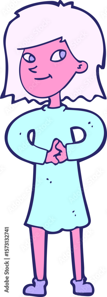 cartoon happy woman in bright neon color cartoon happy woman in bright neon color