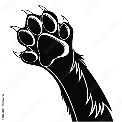 Majestic Black Bear Paw With Sharp Claws Extended For Greeting