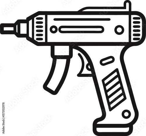 hot melt glue gun with detailed trigger and nozzle