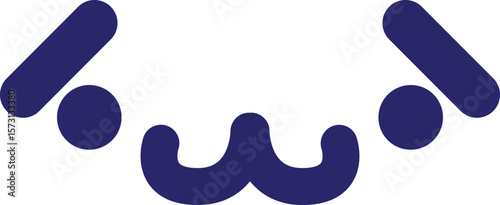 cute shy animal face icon in bright neon color