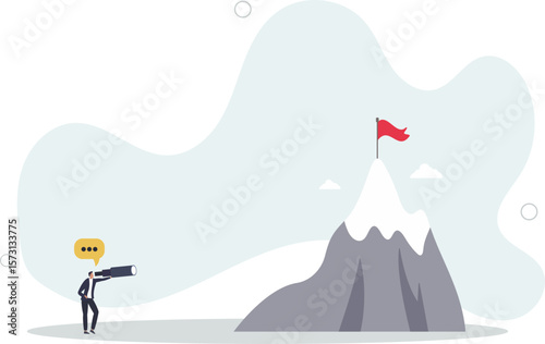 Focusing on target and business challenge objective.Successful peak and top seeking. character life .