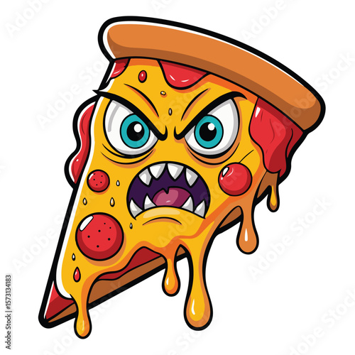 Funny pizza vector illustration art