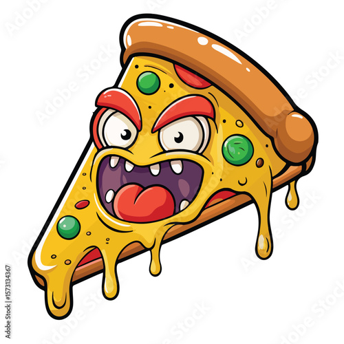 Funny pizza vector illustration art