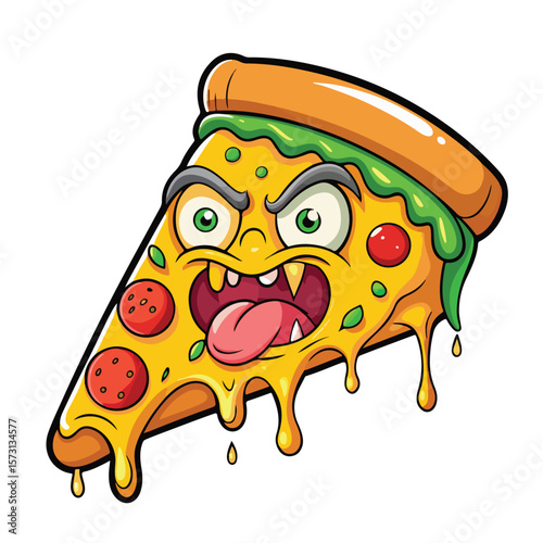 Funny pizza vector illustration art